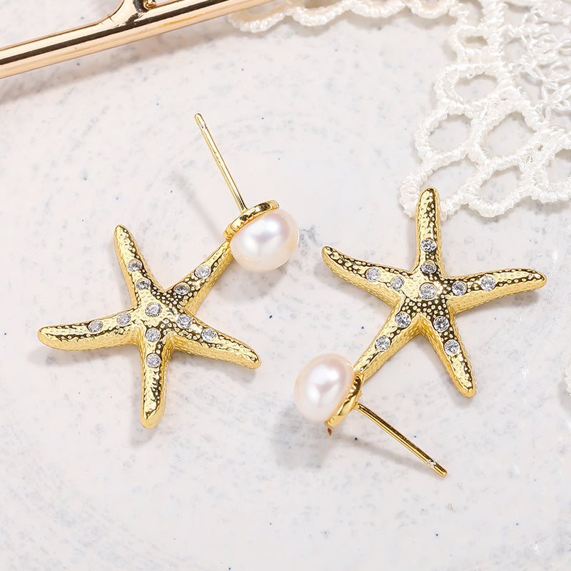 Starfish Pearl Earrings 03I303311400