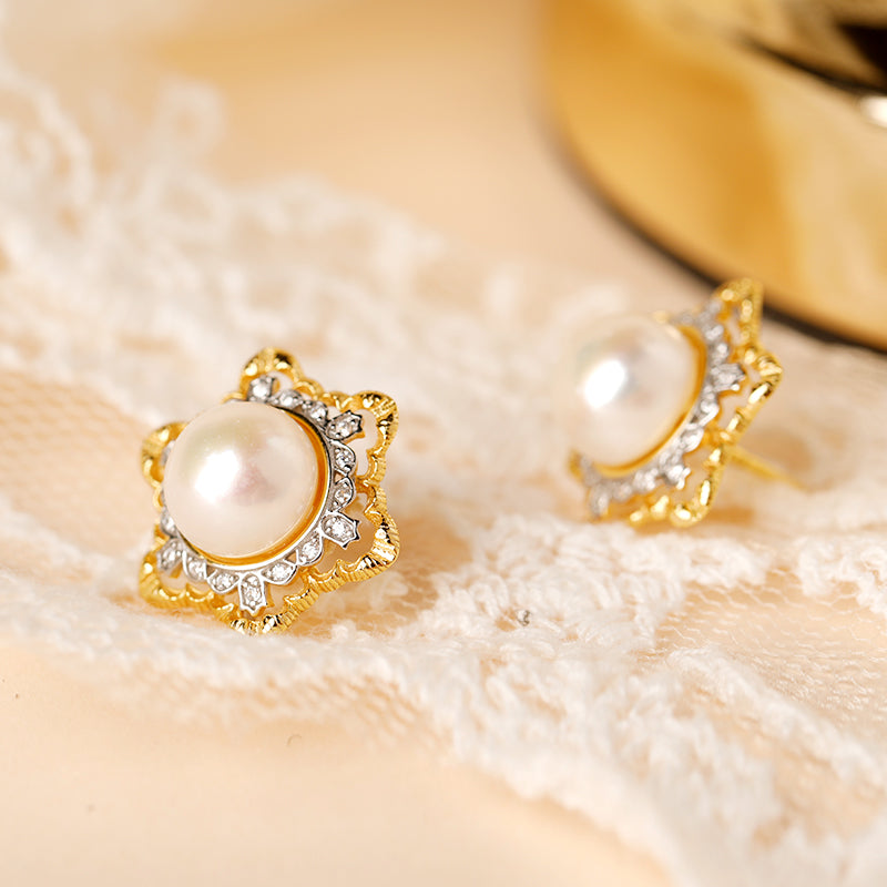 Pearl Snowflake Earrings 08Q302201400